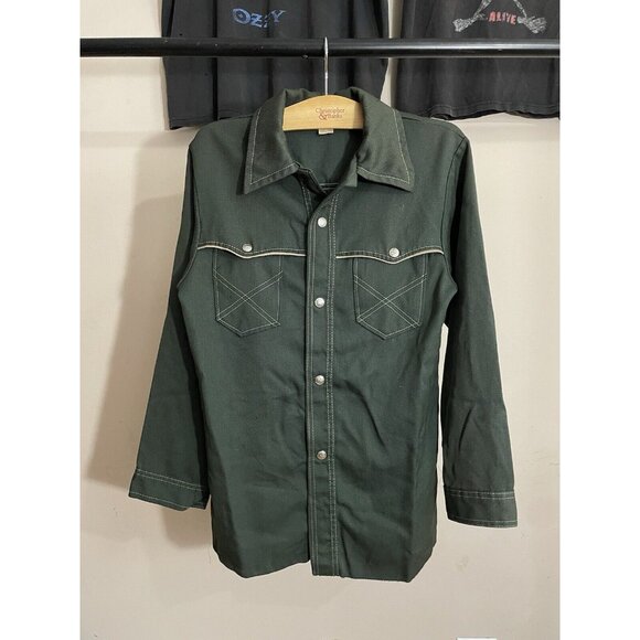 Vintage 1970S Western Cowboy Bull Riding Button Up Snap Long Sleeve 19x27 Med￼ - Picture 1 of 7